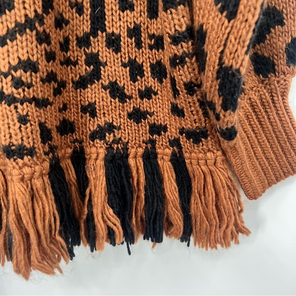 NWT FARM Rio Caramel Leopard Turtleneck Wool Sweater Knit Fleece Pullover XS - Picture 11 of 15